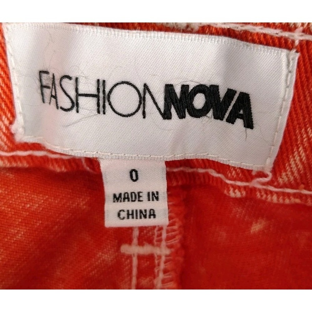 Fashion Nova Cargo Pants Orange Wide Leg Y2K 90s Womens Sz 0 Boho Hippie Grunge - Picture 6 of 13